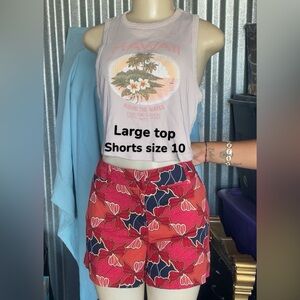 Floral Red and Blue Women's Shorts new & crop top
